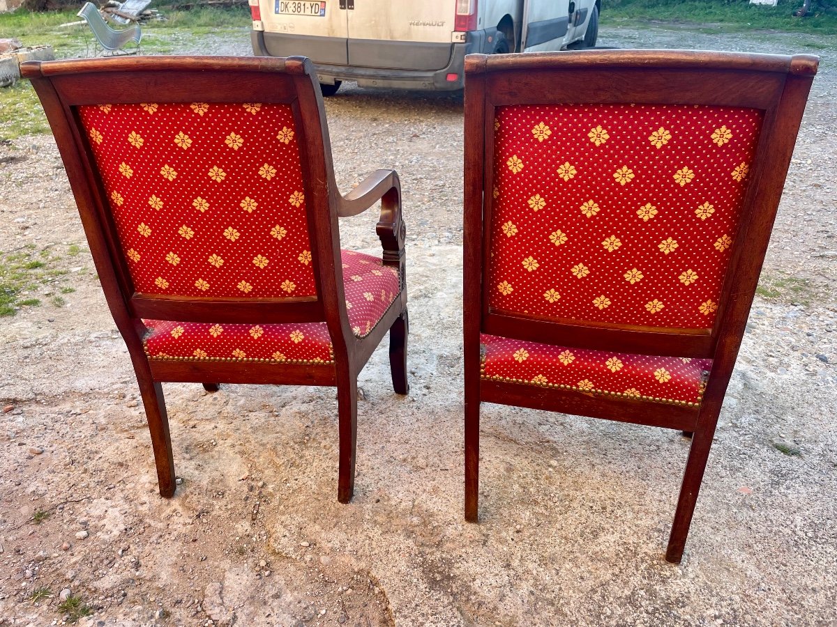 Pair Of Armchairs, Restoration In Mahogany From The 19th Century.-photo-7