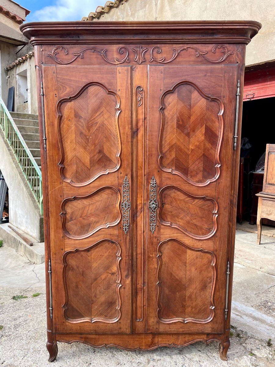 Louis XV Wardrobe In Cherry Wood From The 18th Century. -photo-2