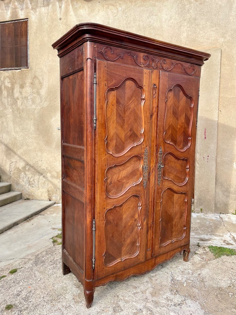 Louis XV Wardrobe In Cherry Wood From The 18th Century. -photo-4