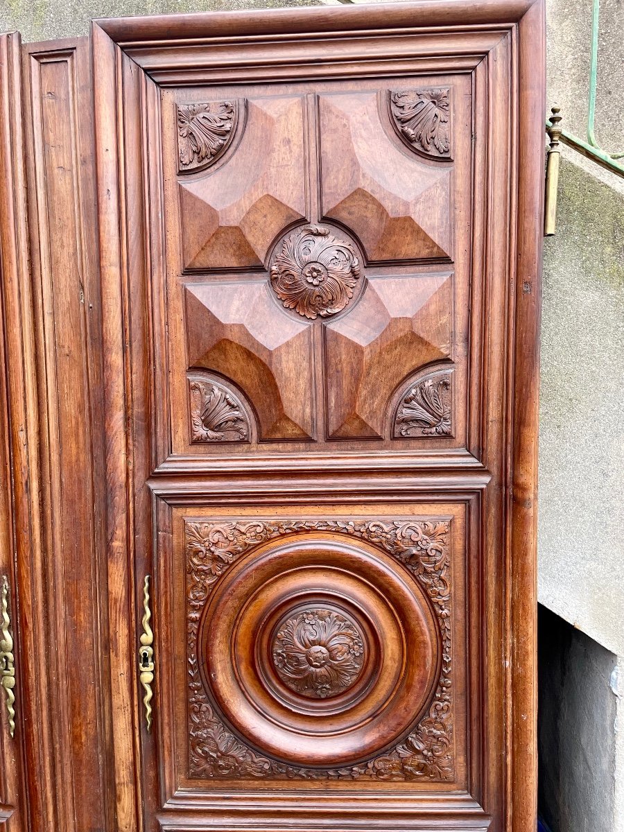 Paire De Portes Louis XIII  En Noyer D époque XVIIem Siècle.-photo-4