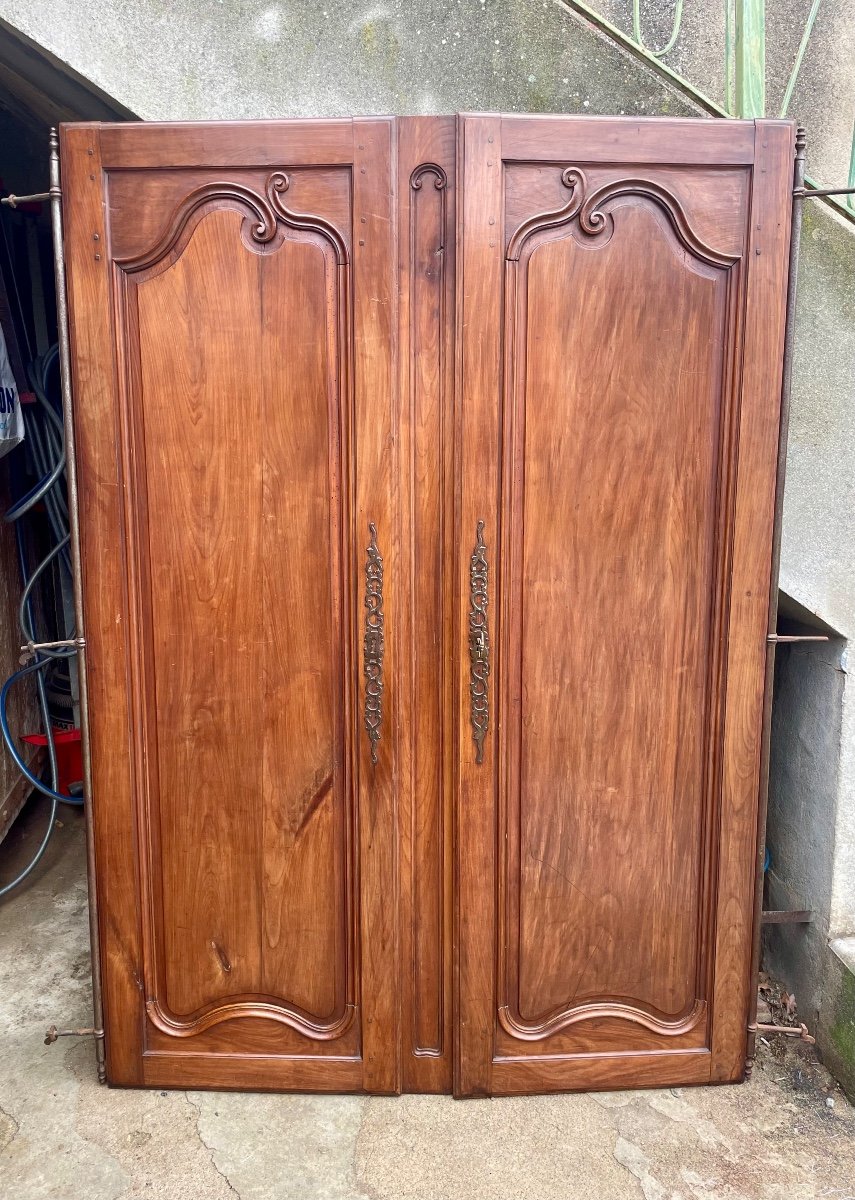 Pair Of Louis XV Cherry Wood Doors From The 17th Century.-photo-2