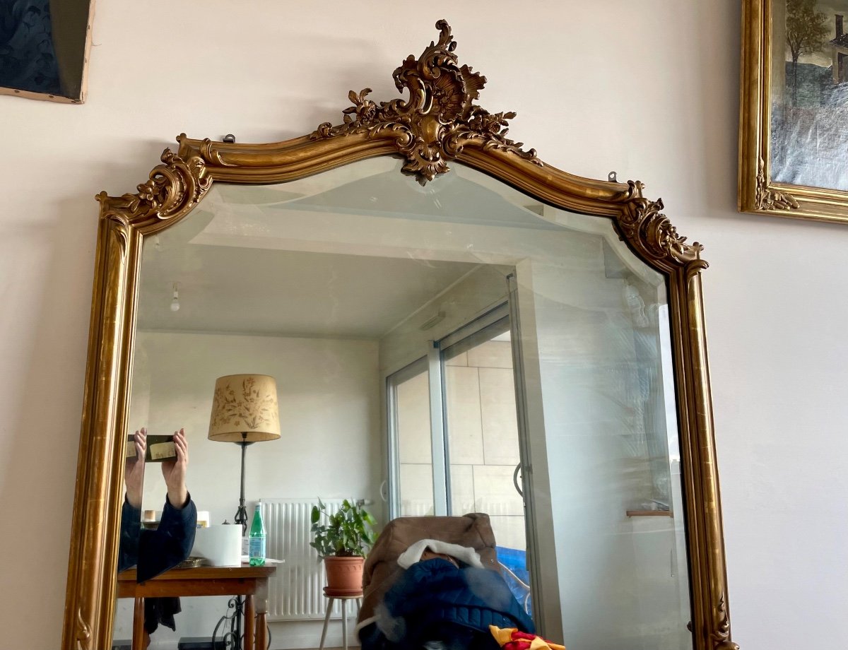 Miroir, Louis XV, En Bois Doré, L’époque XIXé Siècle.-photo-7