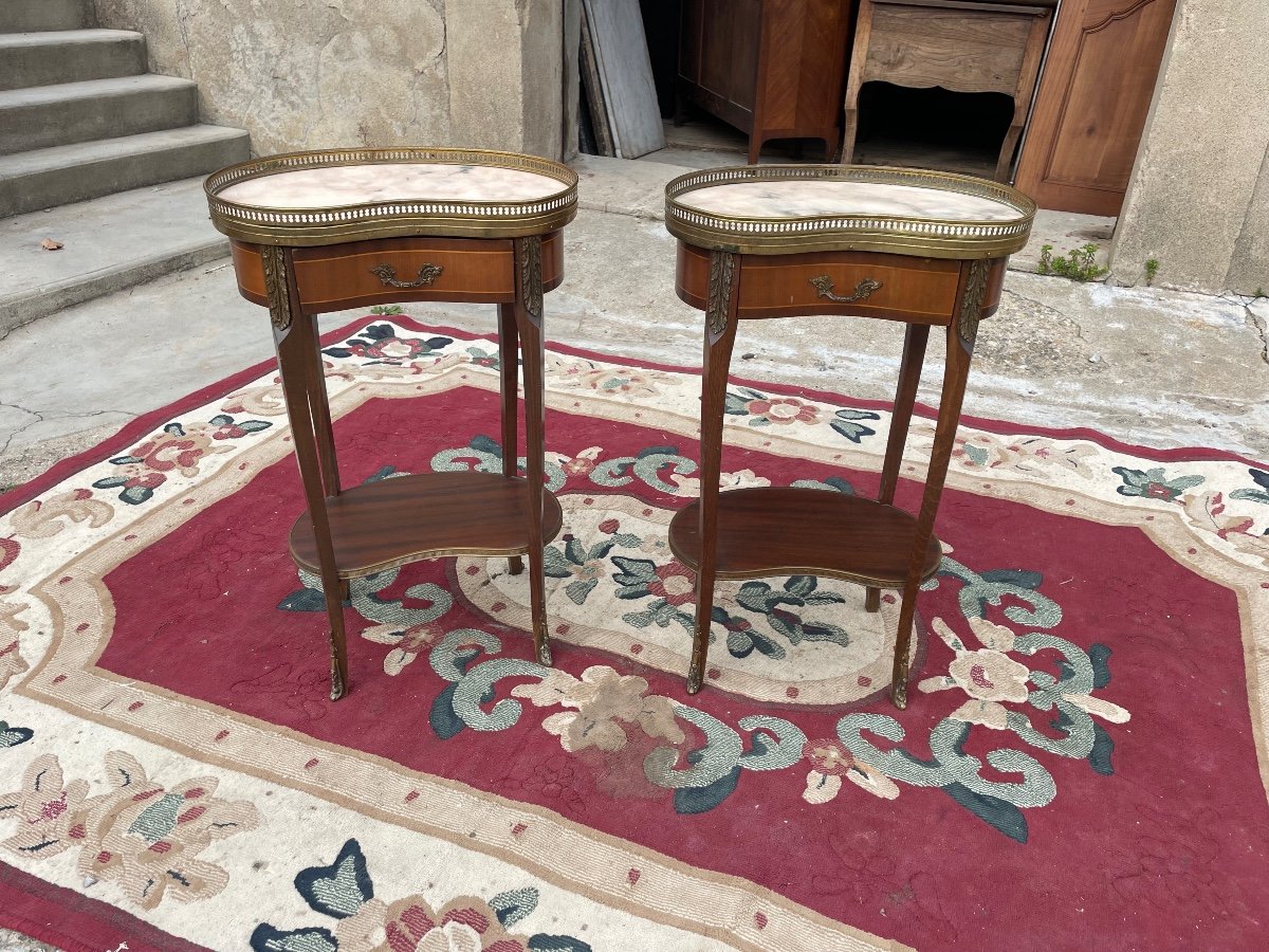 Pair Of Louis XV Mahogany Bedside Tables, 1900.-photo-4