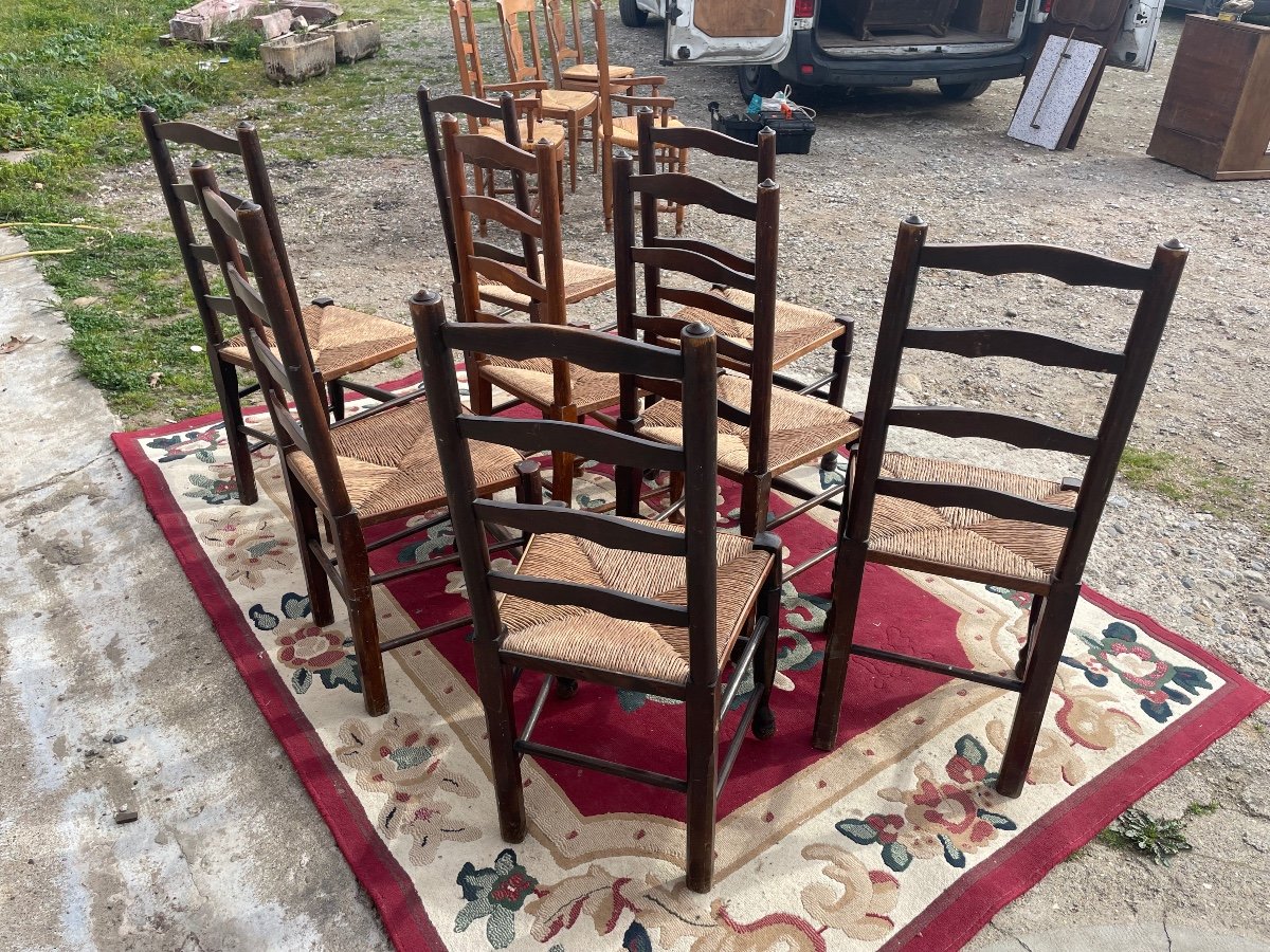 Suite De  9  Chaises Louis XV, En Noyer D époque XIXÉM siècle -photo-2