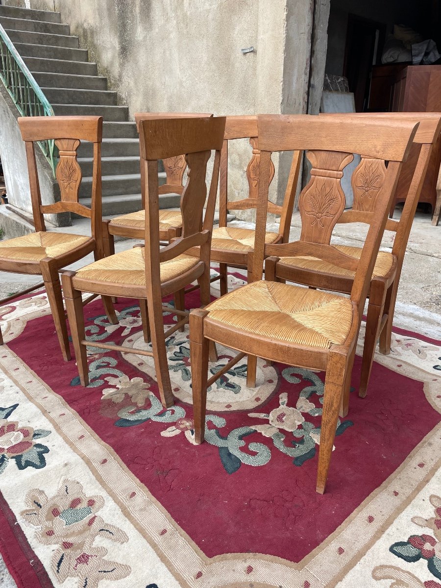 Set Of 6 Provencal Walnut Chairs From The 1930s.-photo-2