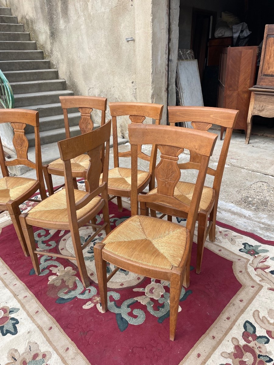 Set Of 6 Provencal Walnut Chairs From The 1930s.-photo-3