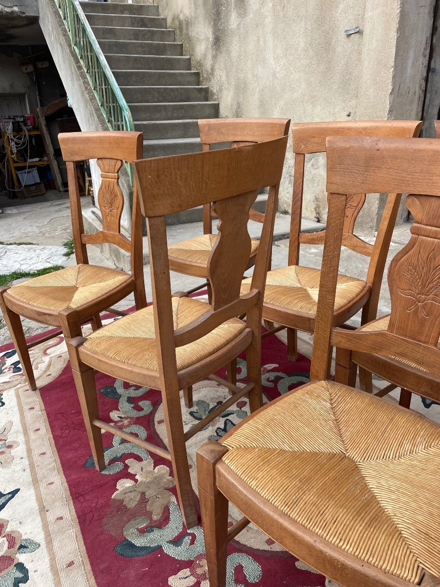 Set Of 6 Provencal Walnut Chairs From The 1930s.-photo-4