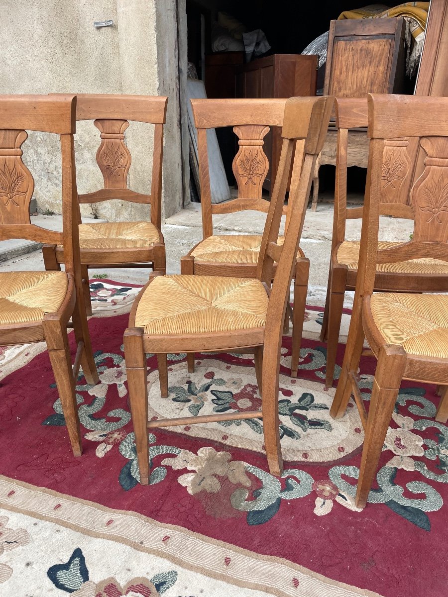 Set Of 6 Provencal Walnut Chairs From The 1930s.-photo-1