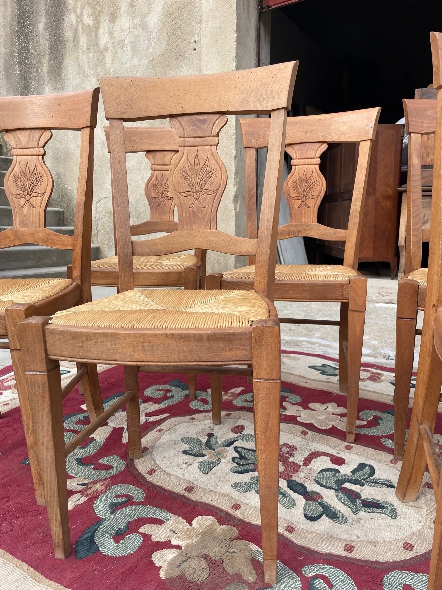 Set Of 6 Provencal Walnut Chairs From The 1930s.-photo-2