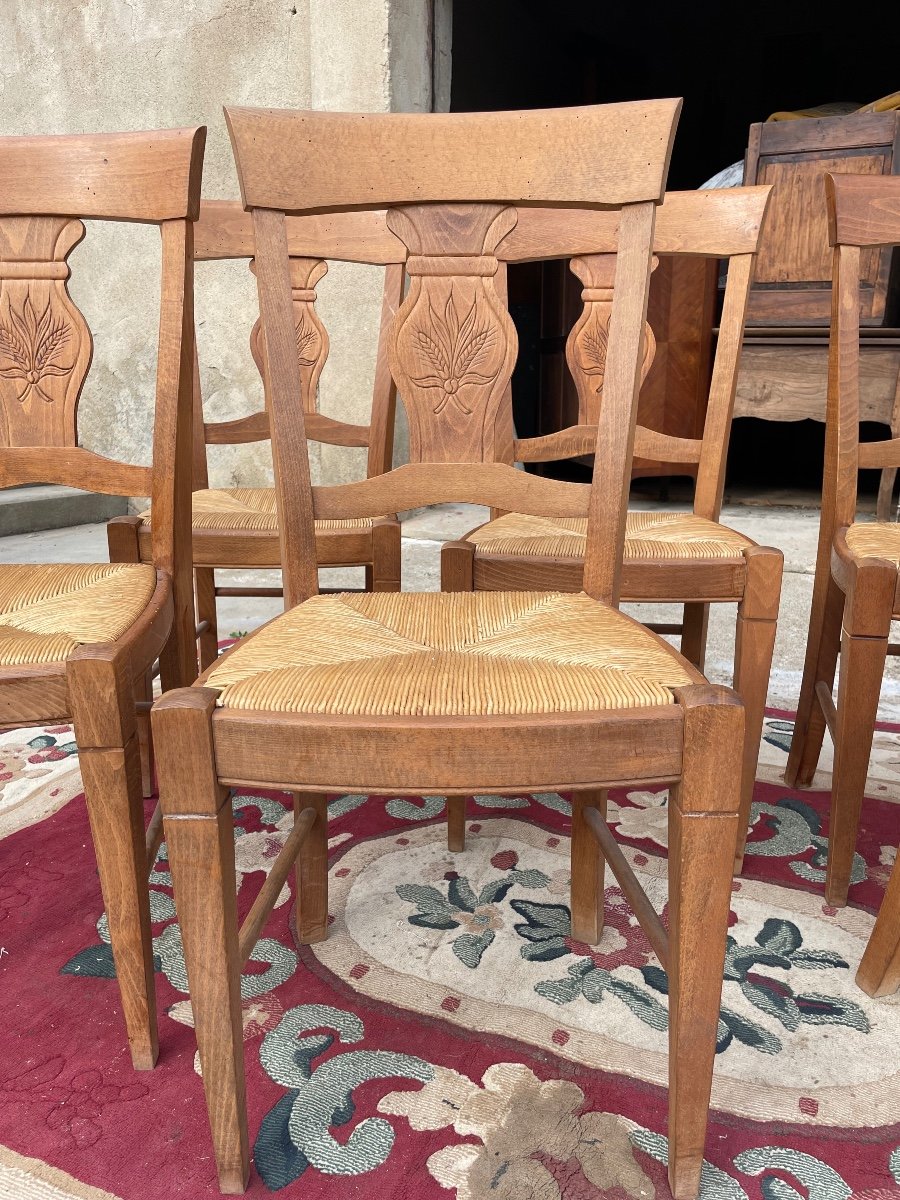 Set Of 6 Provencal Walnut Chairs From The 1930s.-photo-3