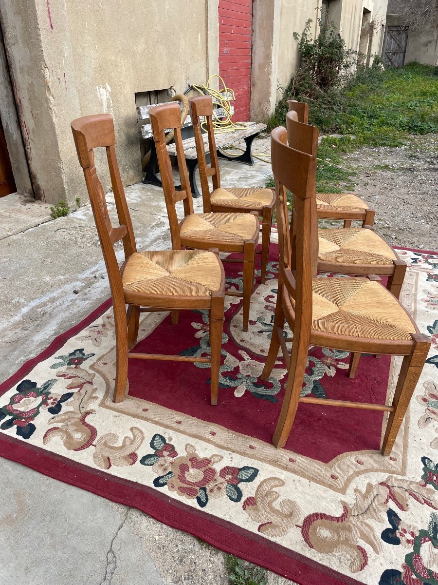 Set Of 6 Provencal Walnut Chairs From The 1930s.-photo-4