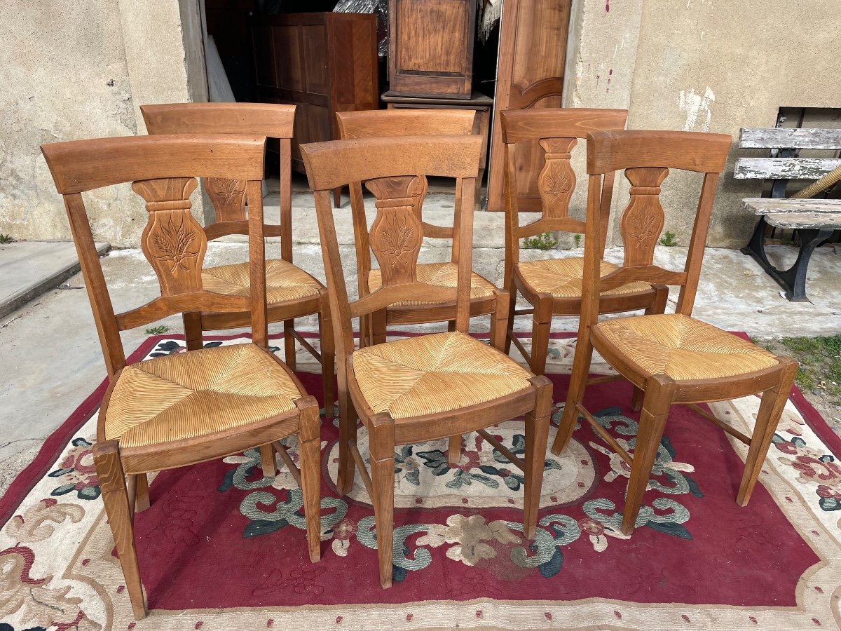 Set Of 6 Provencal Walnut Chairs From The 1930s.-photo-5