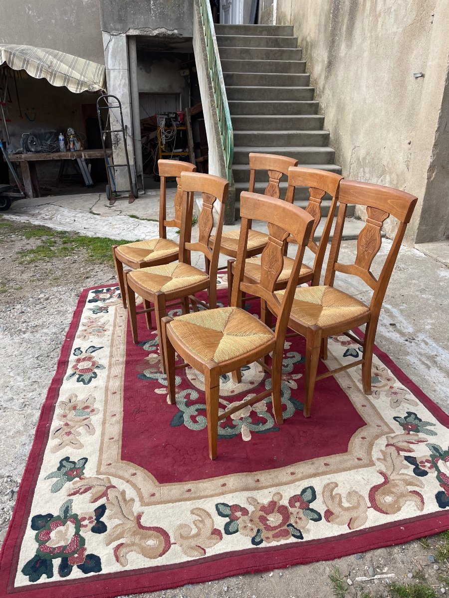 Set Of 6 Provencal Walnut Chairs From The 1930s.-photo-6