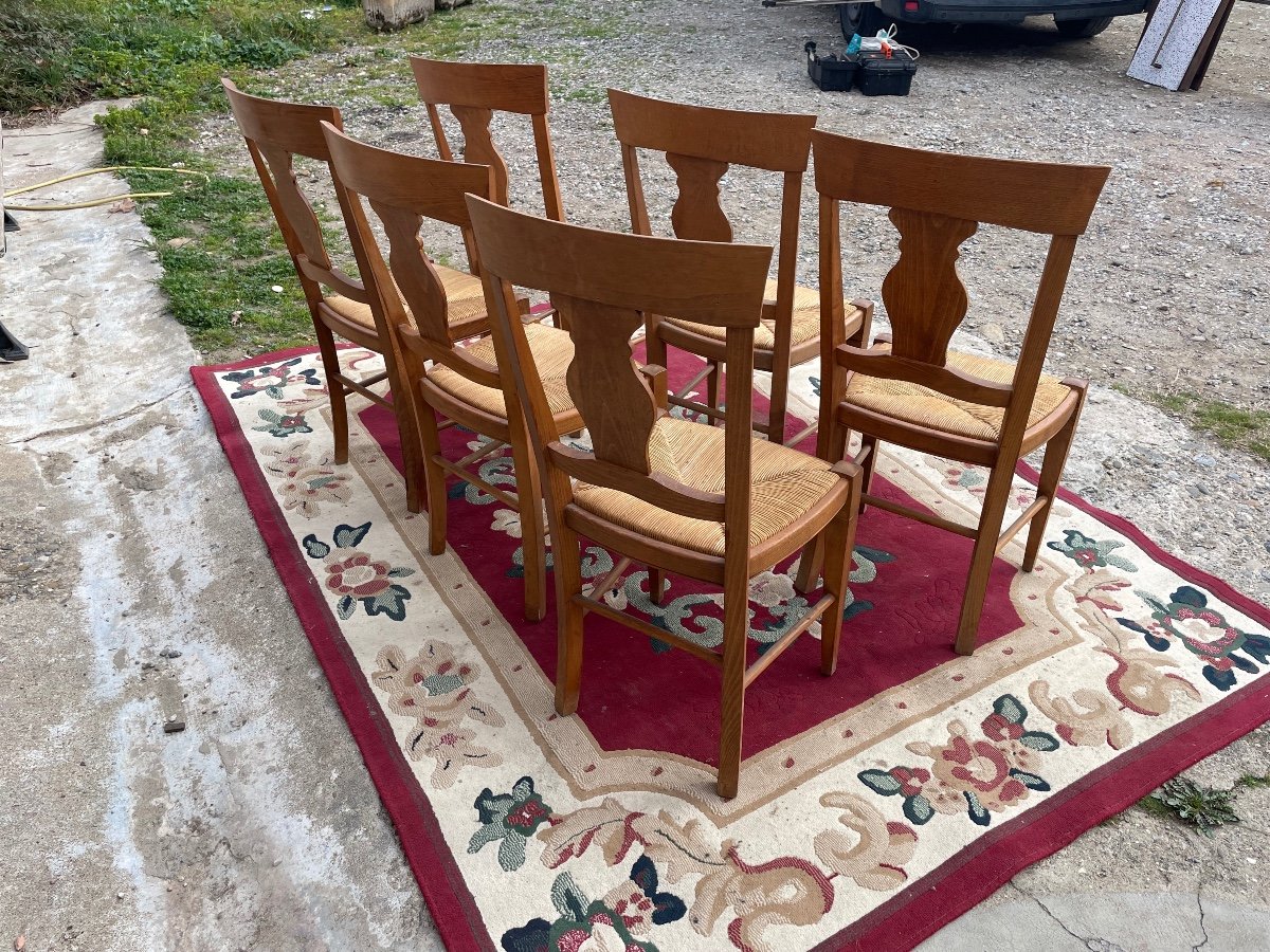 Set Of 6 Provencal Walnut Chairs From The 1930s.-photo-7