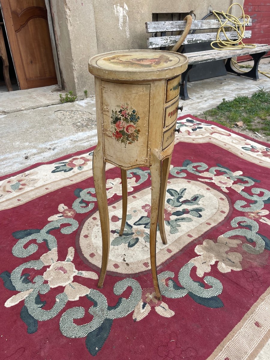 Bedside Table, Louis XV, In Period Lacquered Wood, 1900 -photo-3