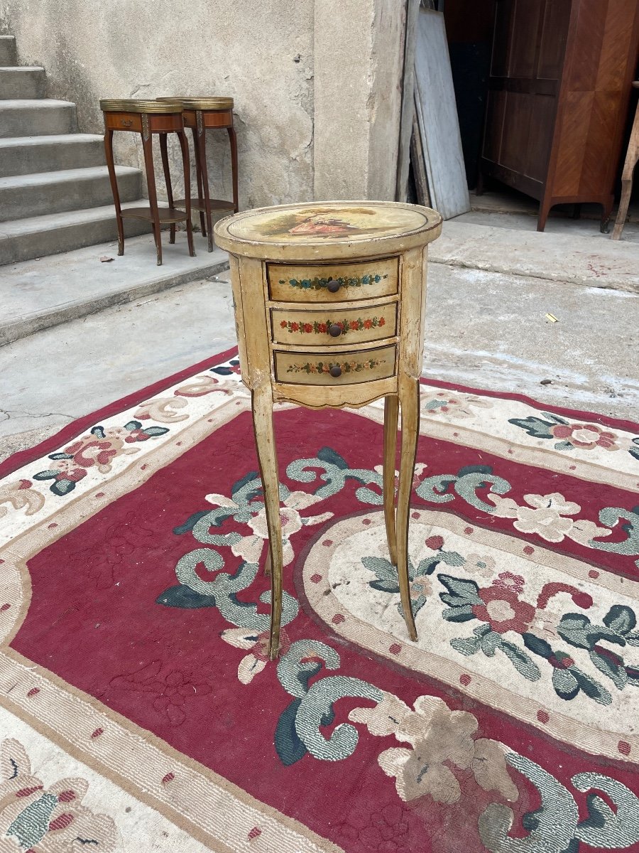 Bedside Table, Louis XV, In Period Lacquered Wood, 1900 