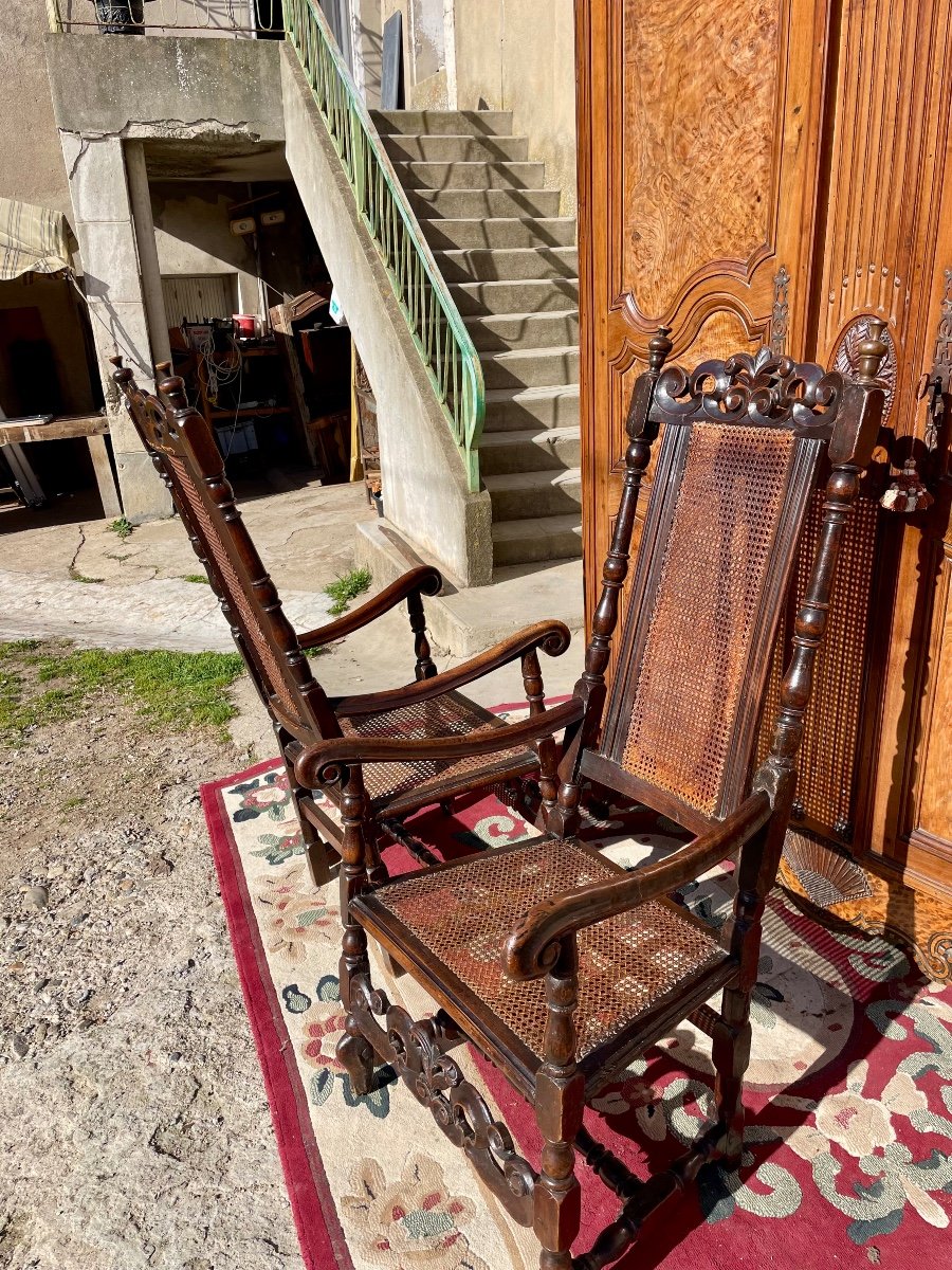 Pair Of 18th Century Regency Walnut Armchairs.-photo-2