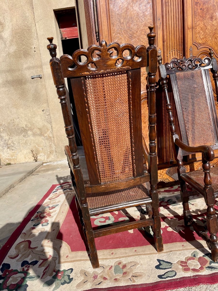 Pair Of 18th Century Regency Walnut Armchairs.-photo-3