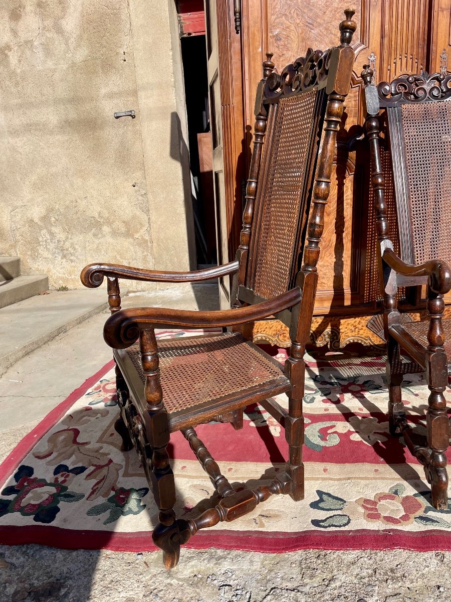 Pair Of 18th Century Regency Walnut Armchairs.-photo-4