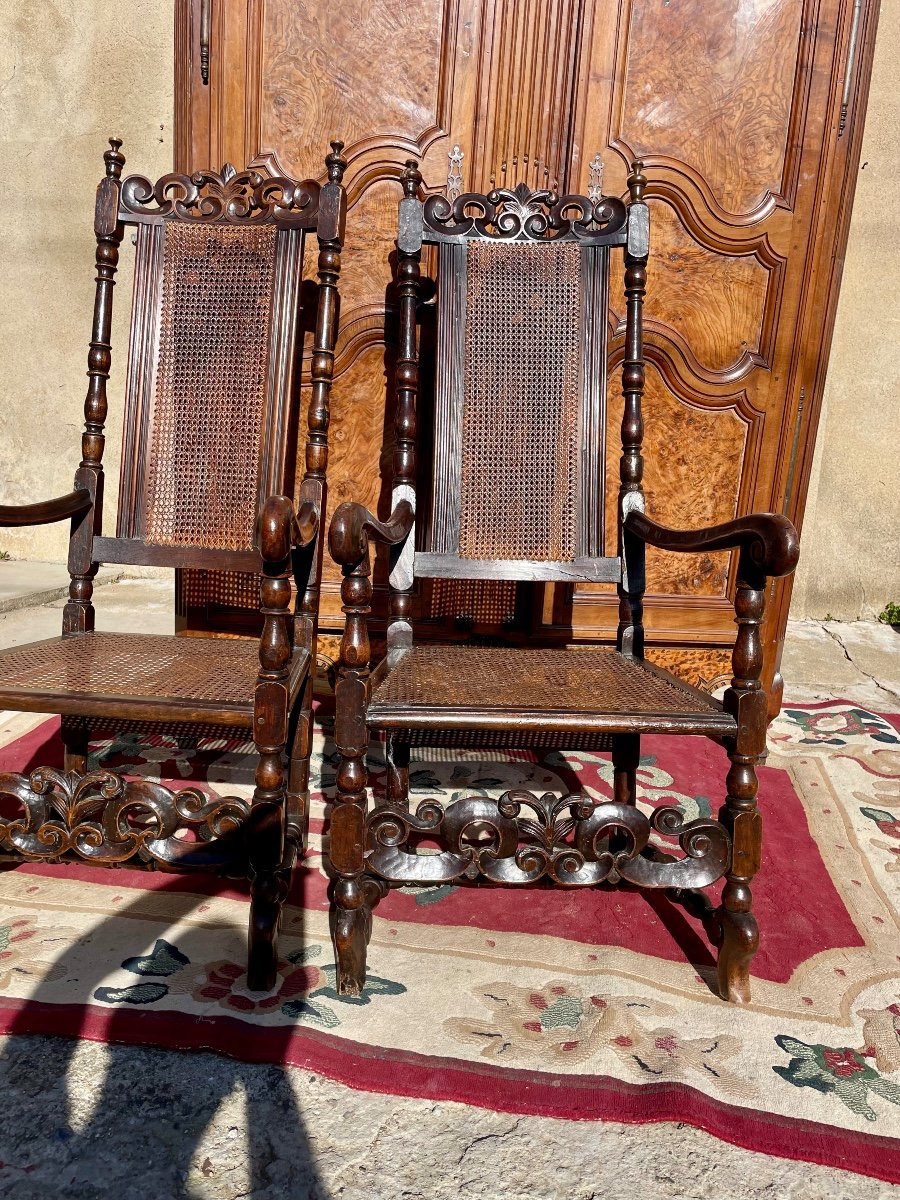 Pair Of 18th Century Regency Walnut Armchairs.-photo-2