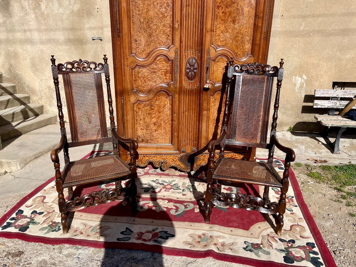 Pair Of 18th Century Regency Walnut Armchairs.-photo-4