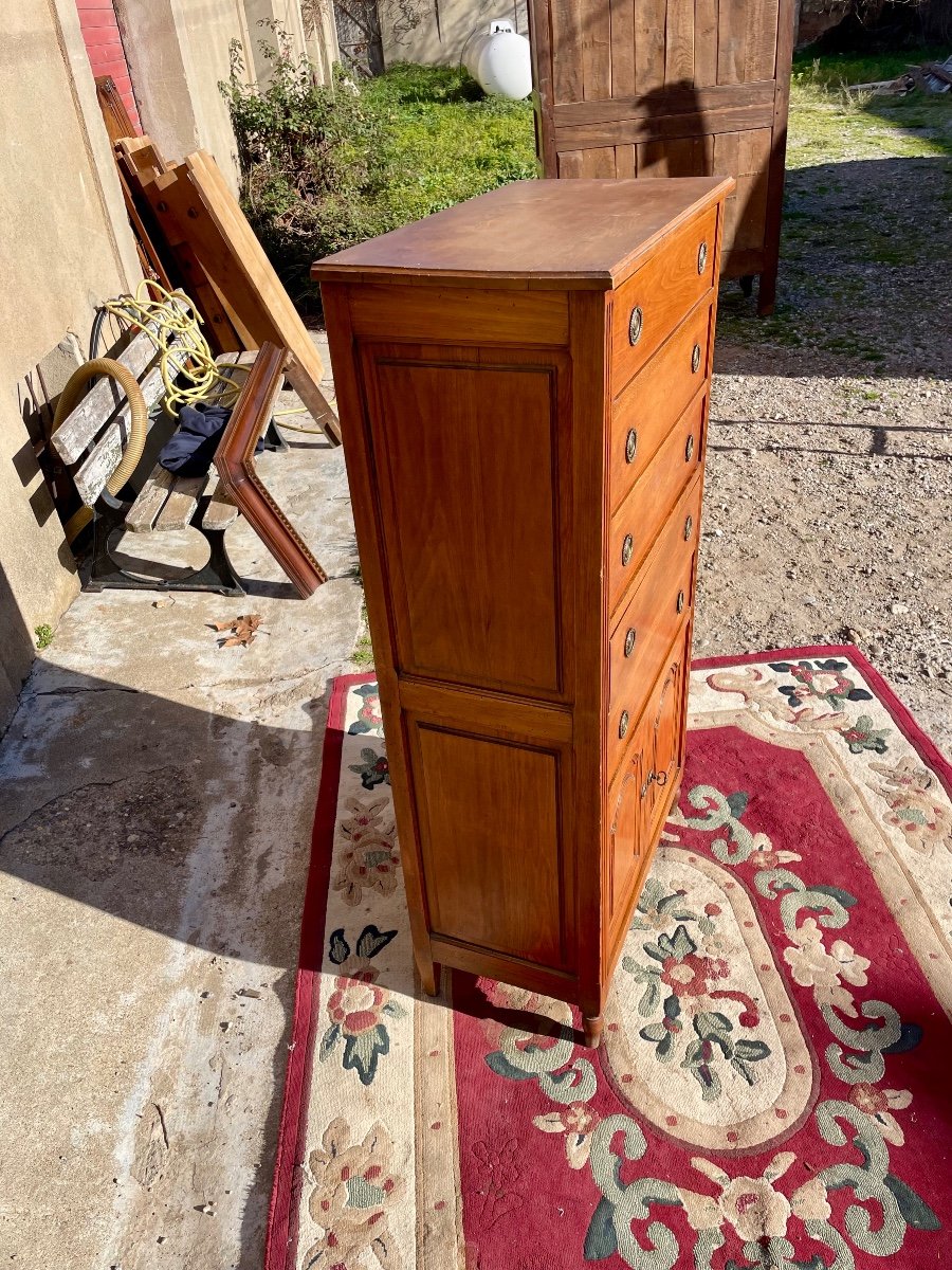 Louis XVI Louis Chest Of Drawers In Walnut From The 1900s.-photo-3