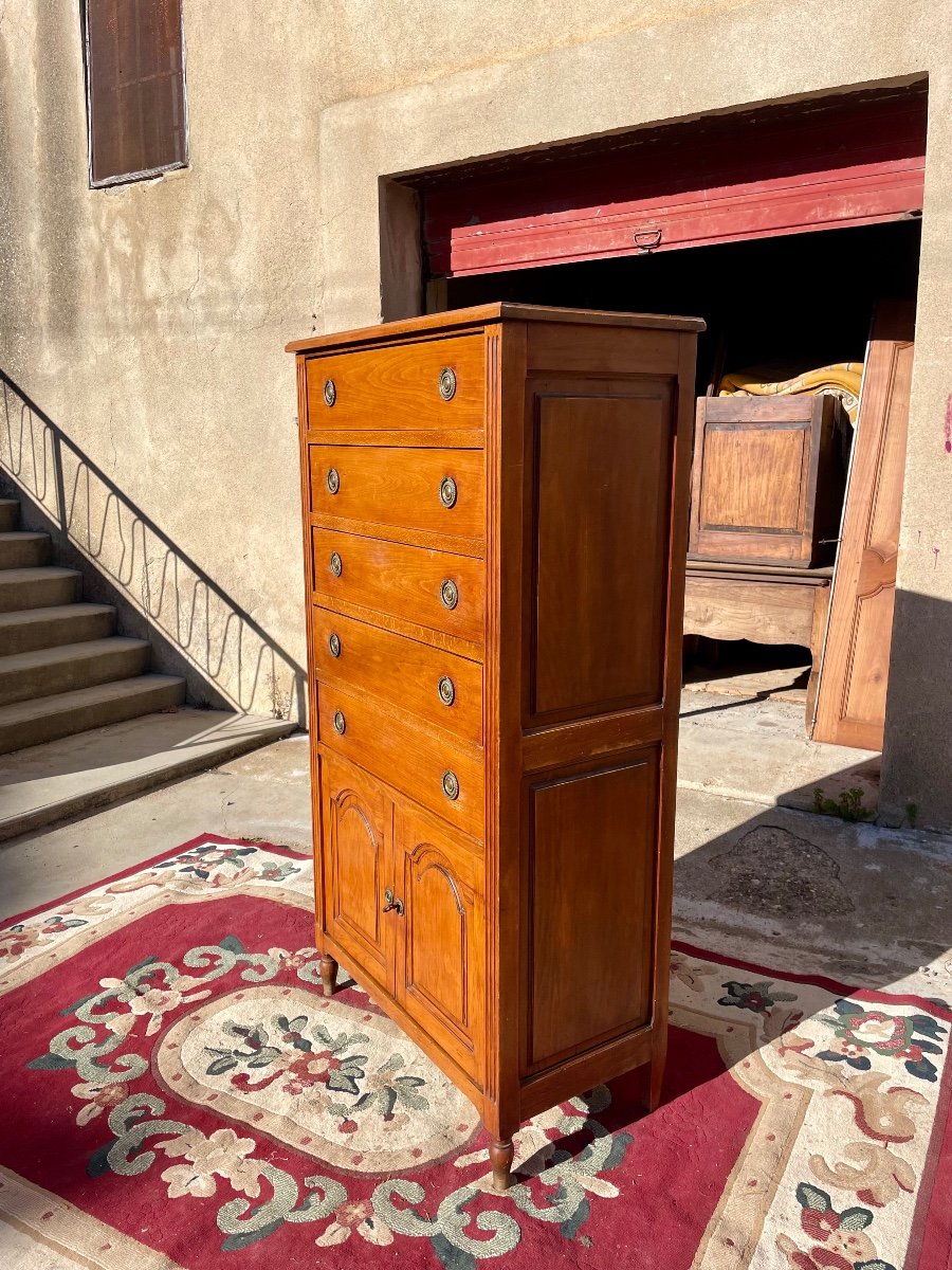 Louis XVI Louis Chest Of Drawers In Walnut From The 1900s.-photo-4