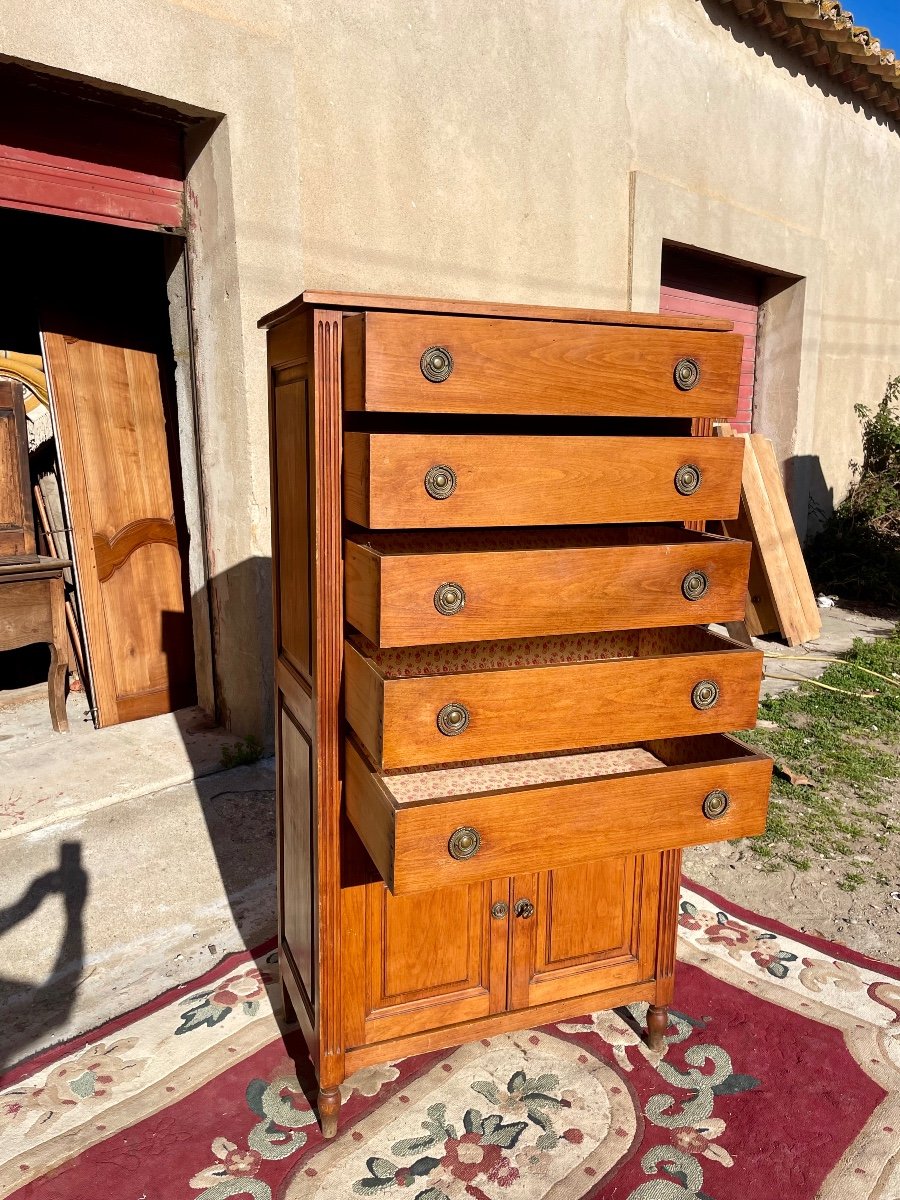 Louis XVI Louis Chest Of Drawers In Walnut From The 1900s.-photo-3