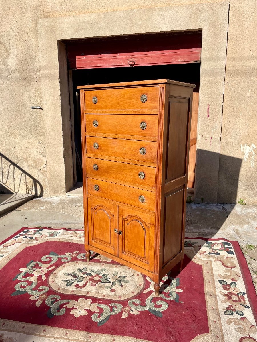 Louis XVI Louis Chest Of Drawers In Walnut From The 1900s.-photo-7