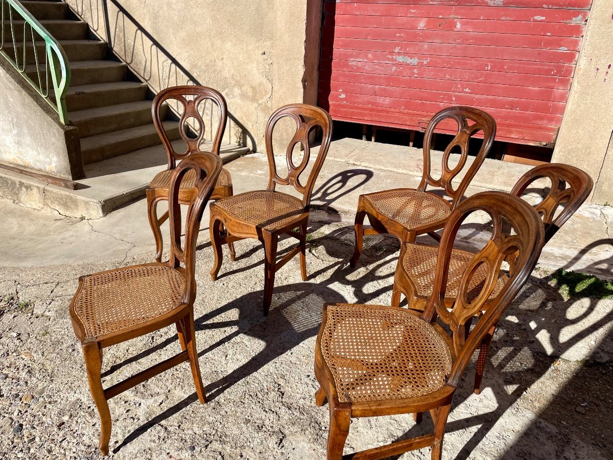 Suite De 6 Chaises  Louis XV, En Noyer ,  D époque  XIXém Siècle.-photo-4