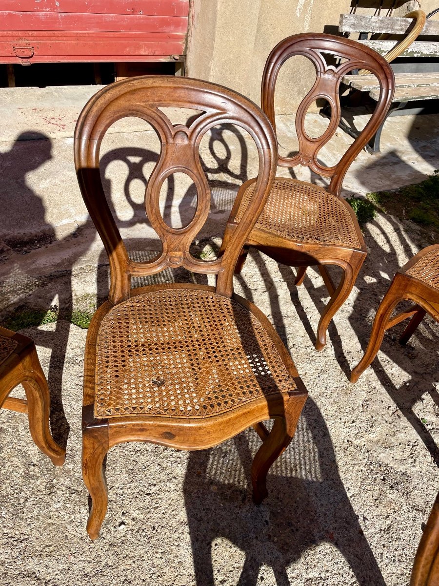 Suite De 6 Chaises  Louis XV, En Noyer ,  D époque  XIXém Siècle.-photo-2