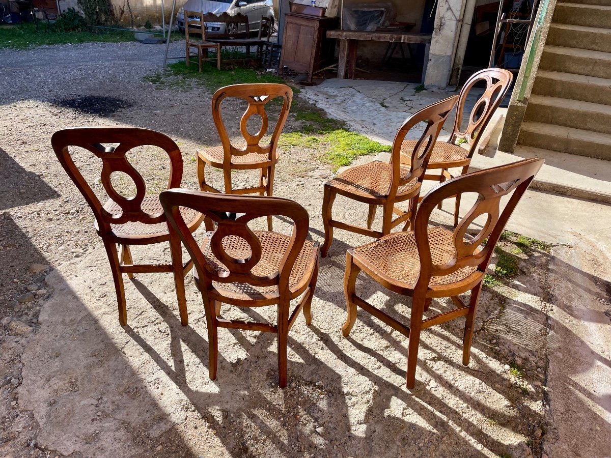 Suite De 6 Chaises  Louis XV, En Noyer ,  D époque  XIXém Siècle.-photo-4