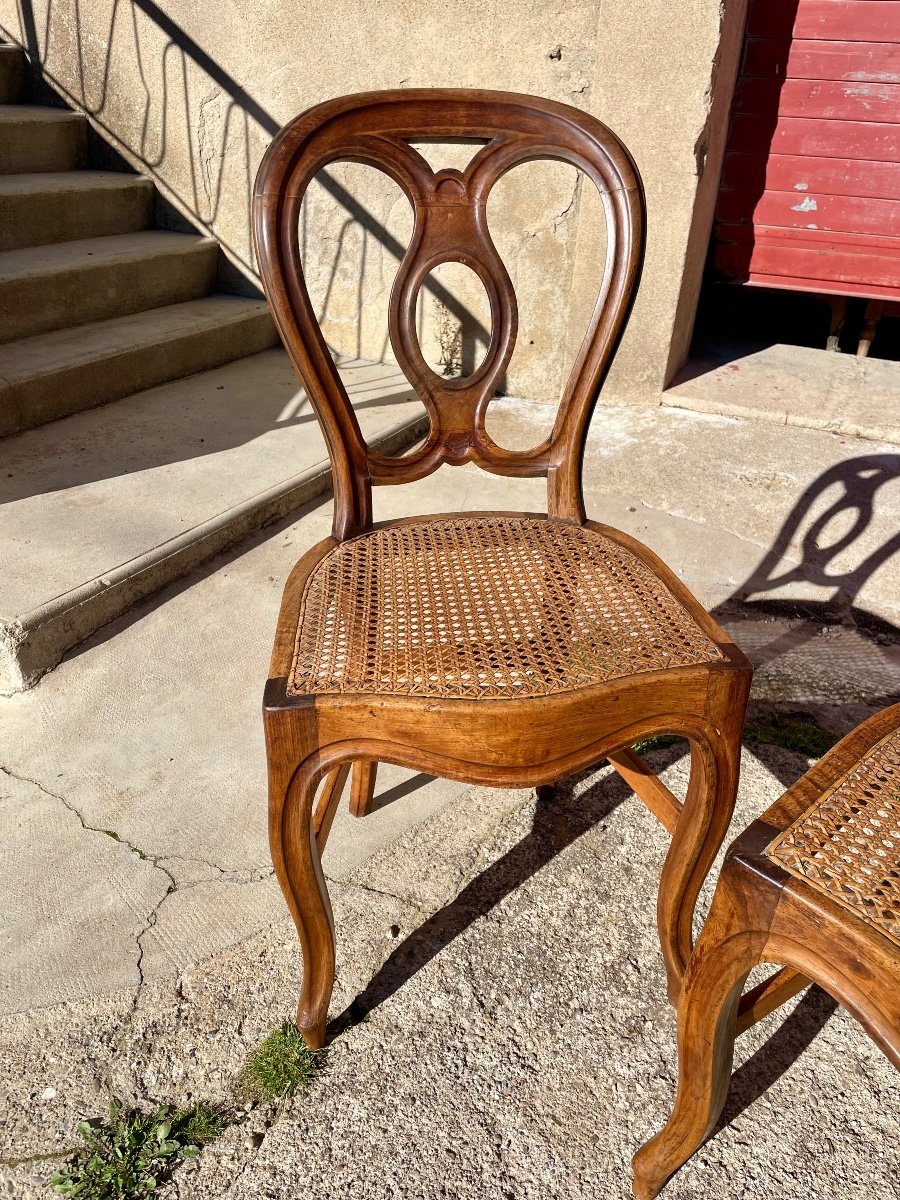 Suite De 6 Chaises  Louis XV, En Noyer ,  D époque  XIXém Siècle.-photo-6