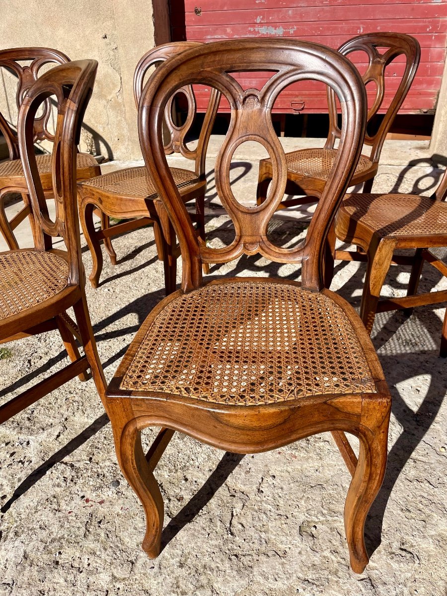 Suite De 6 Chaises  Louis XV, En Noyer ,  D époque  XIXém Siècle.-photo-8