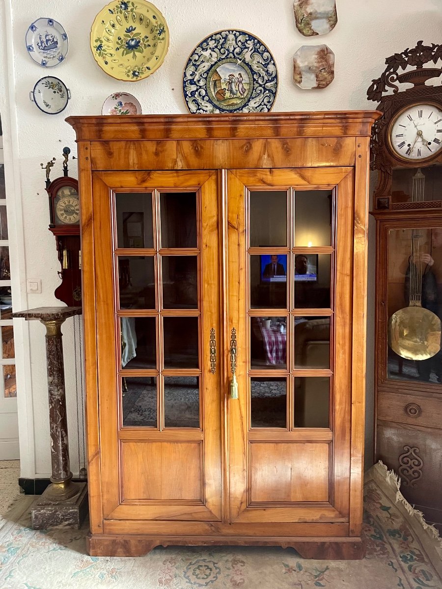 Library Display Case Restoration In Cherry Wood From The 19th Century -photo-2