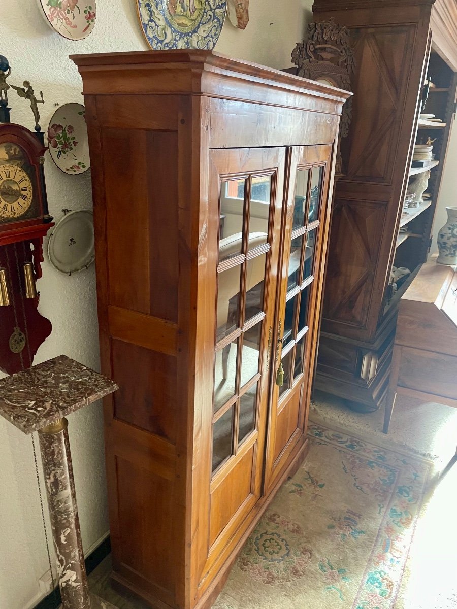 Library Display Case Restoration In Cherry Wood From The 19th Century -photo-4