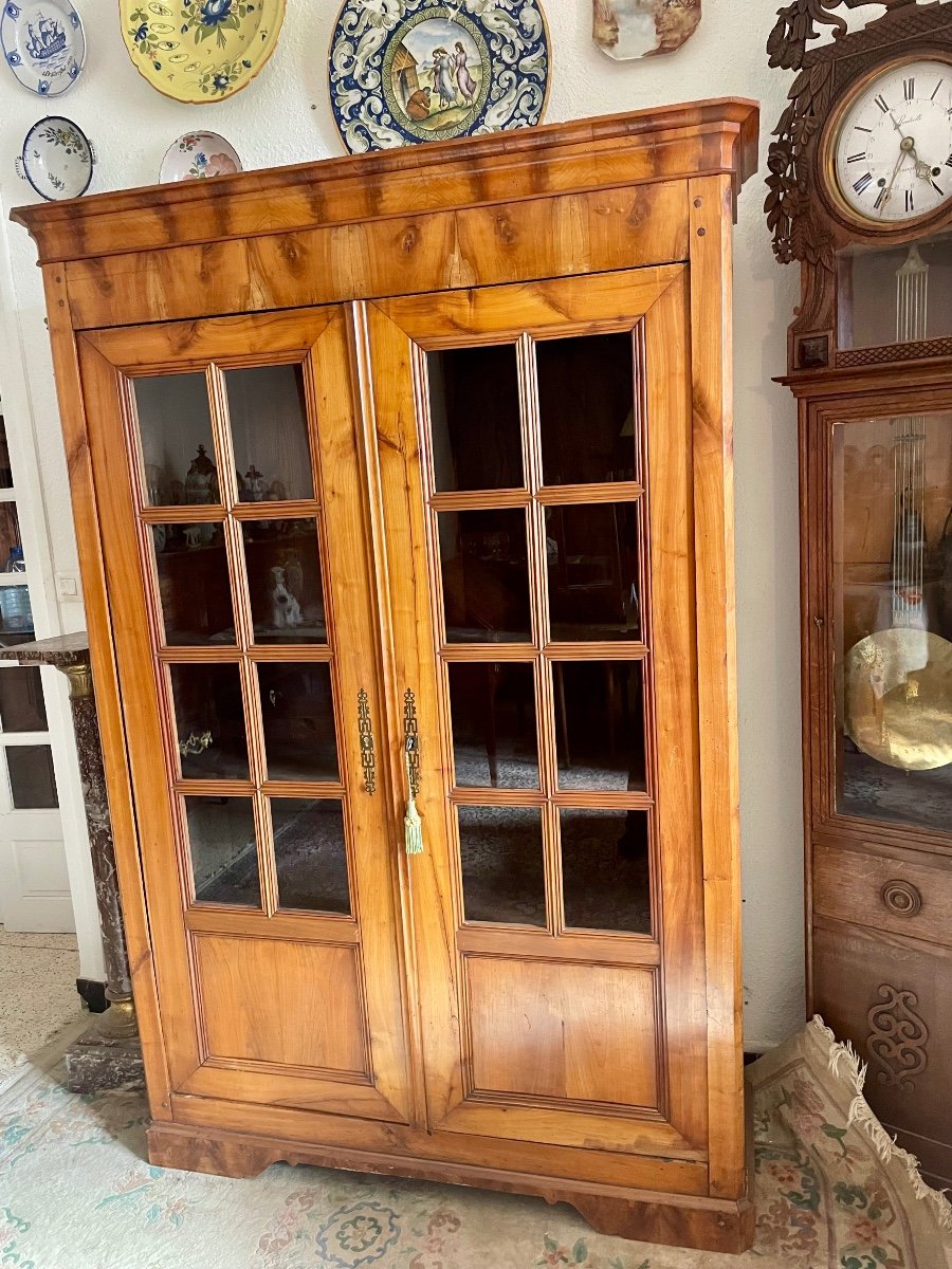 Library Display Case Restoration In Cherry Wood From The 19th Century -photo-1