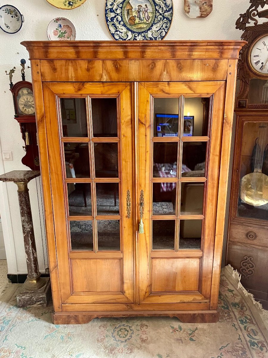 Library Display Case Restoration In Cherry Wood From The 19th Century -photo-2