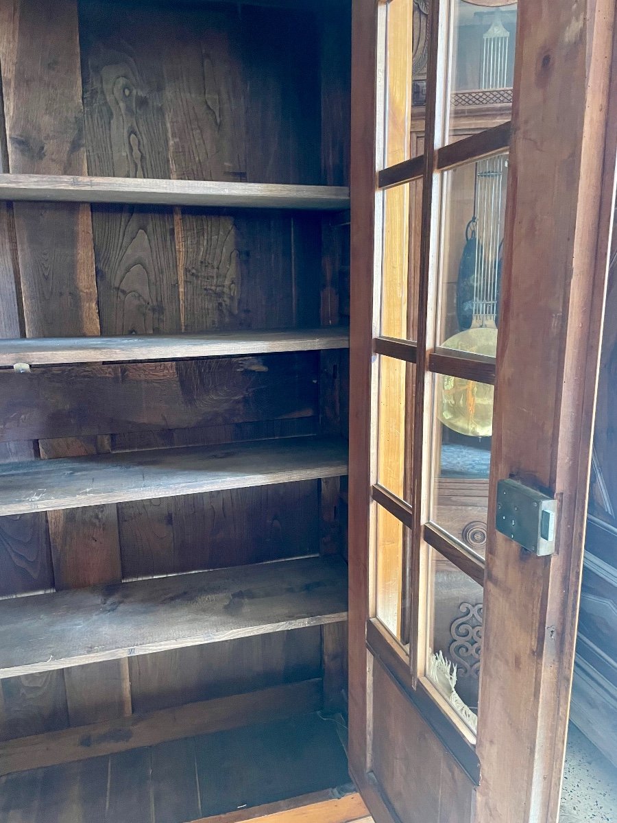 Library Display Case Restoration In Cherry Wood From The 19th Century -photo-4