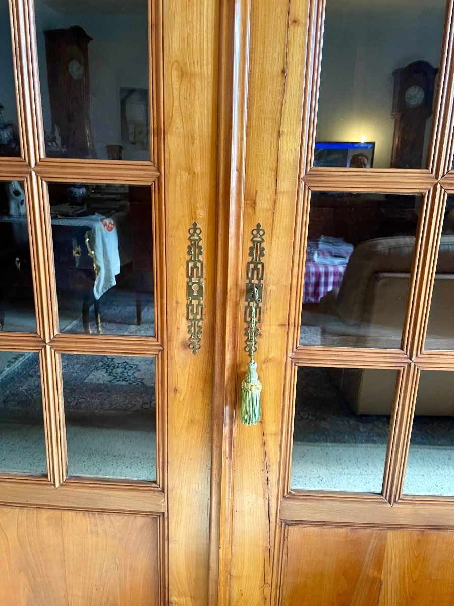 Library Display Case Restoration In Cherry Wood From The 19th Century -photo-5