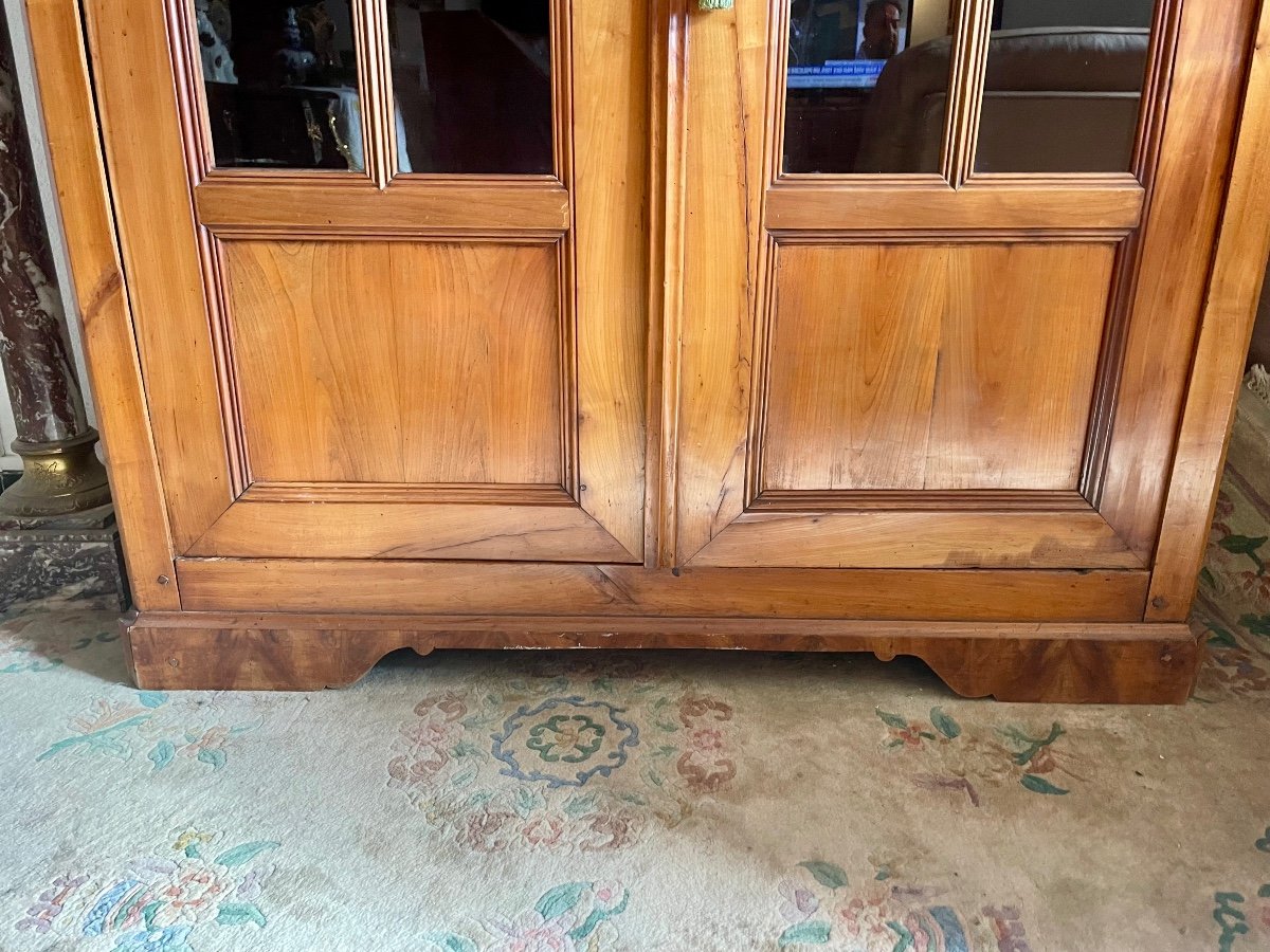 Library Display Case Restoration In Cherry Wood From The 19th Century -photo-7