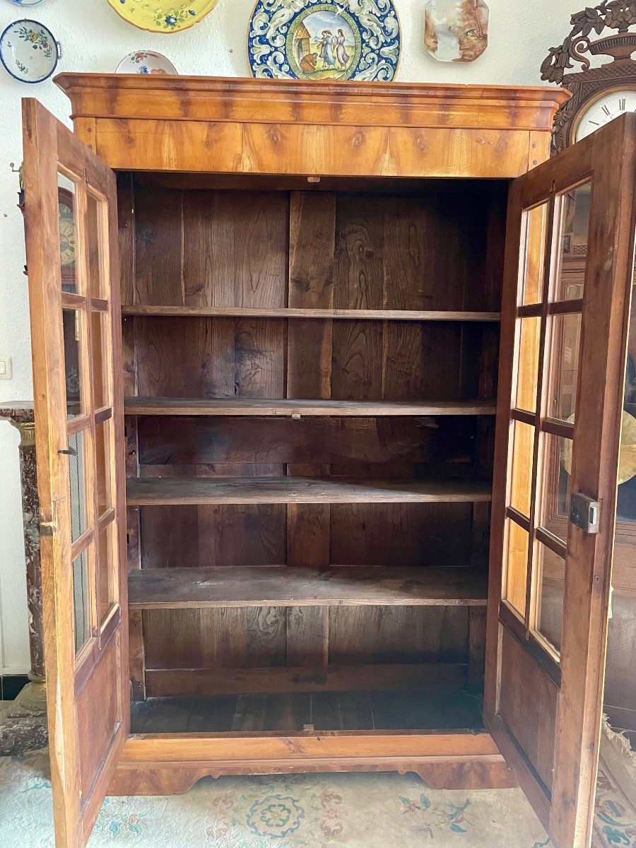 Library Display Case Restoration In Cherry Wood From The 19th Century -photo-8