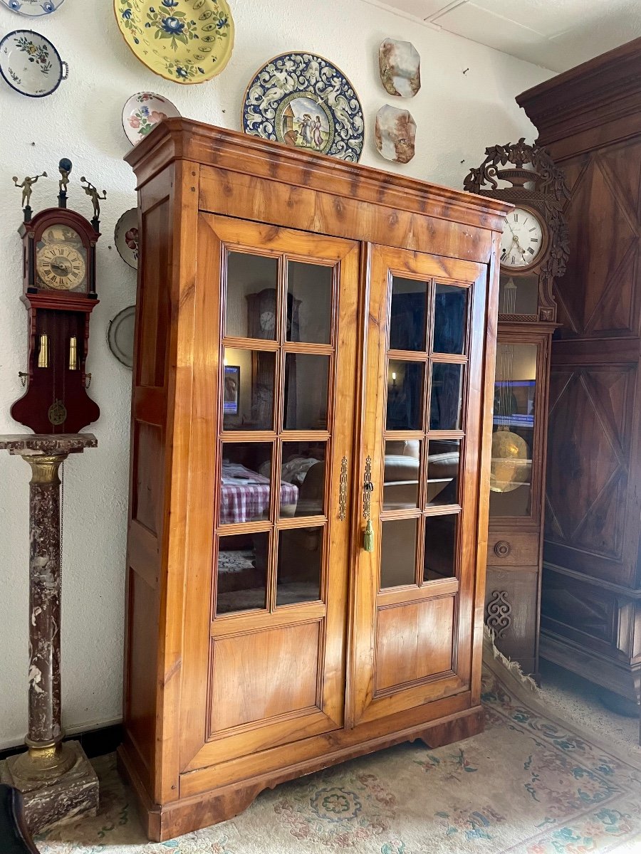 Library Display Case Restoration In Cherry Wood From The 19th Century 