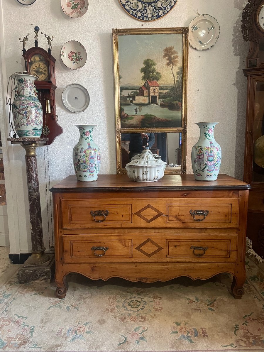 Commode Louis XV En Merisier D époque XVIIIem Siècle.-photo-3