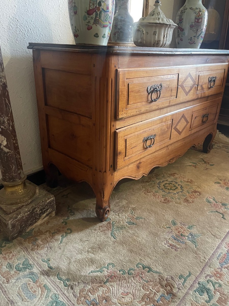 Louis XV Chest Of Drawers In Cherry Wood From The 18th Century.-photo-1