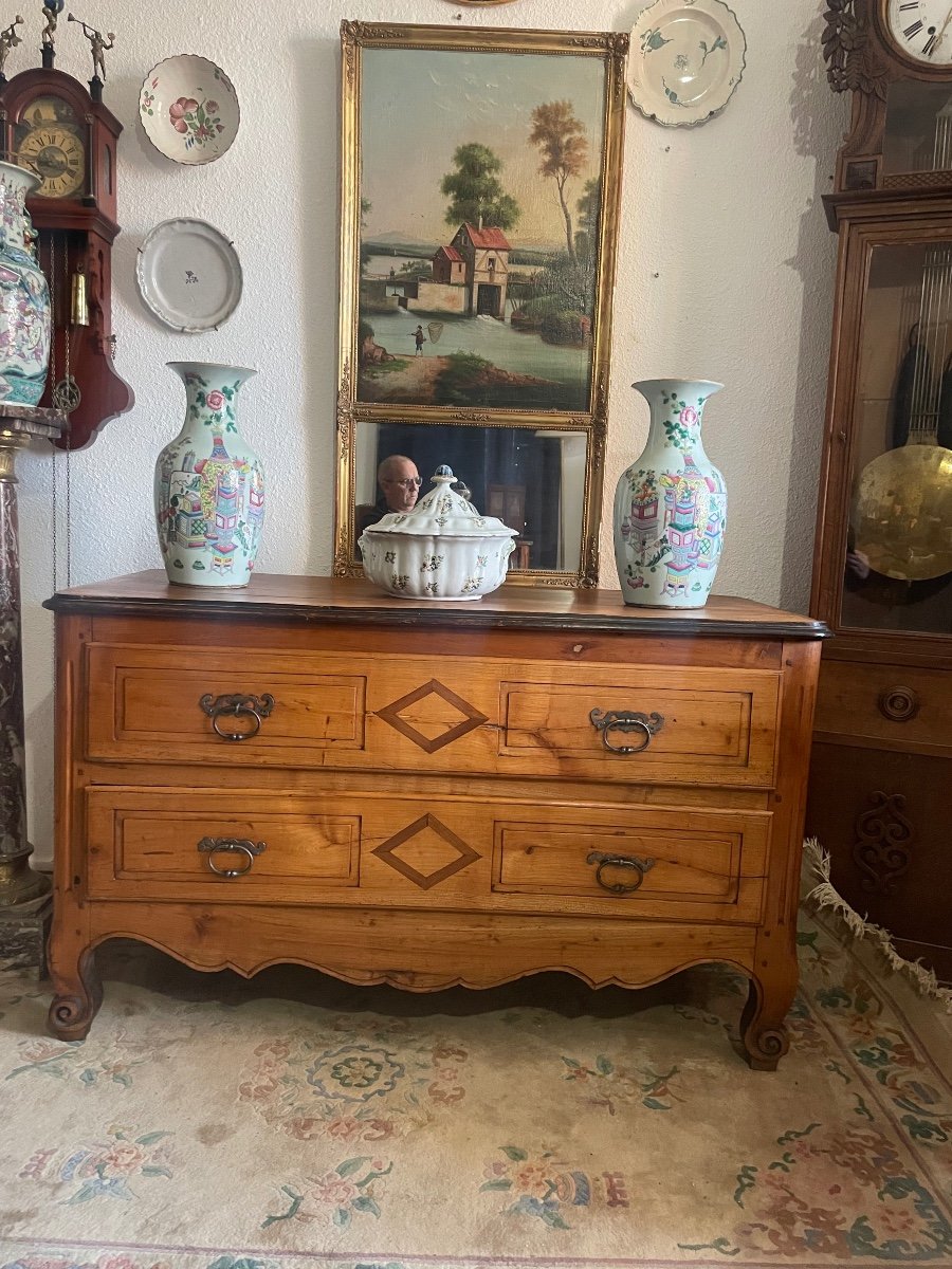 Louis XV Chest Of Drawers In Cherry Wood From The 18th Century.