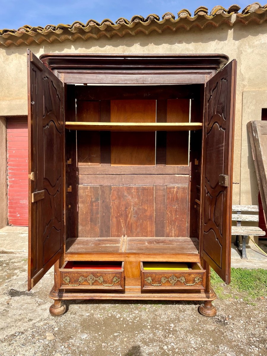 Armoire,,bressane Louis XV En Noyer D époque XVIIIem Siècle.-photo-1