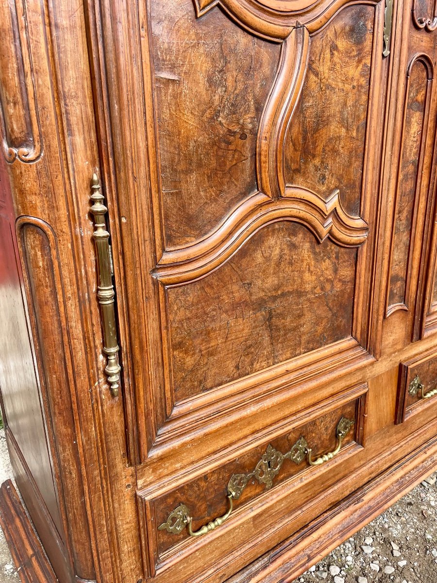 Louis XV Bressane Walnut Wardrobe From The 18th Century.-photo-4