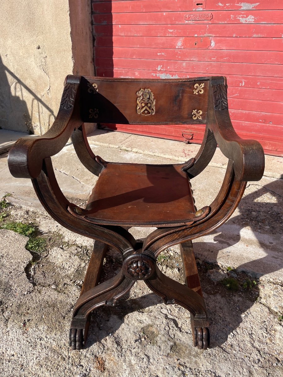 Dagobert Armchair, Louis XIII, In Oak, 18th Century.-photo-2