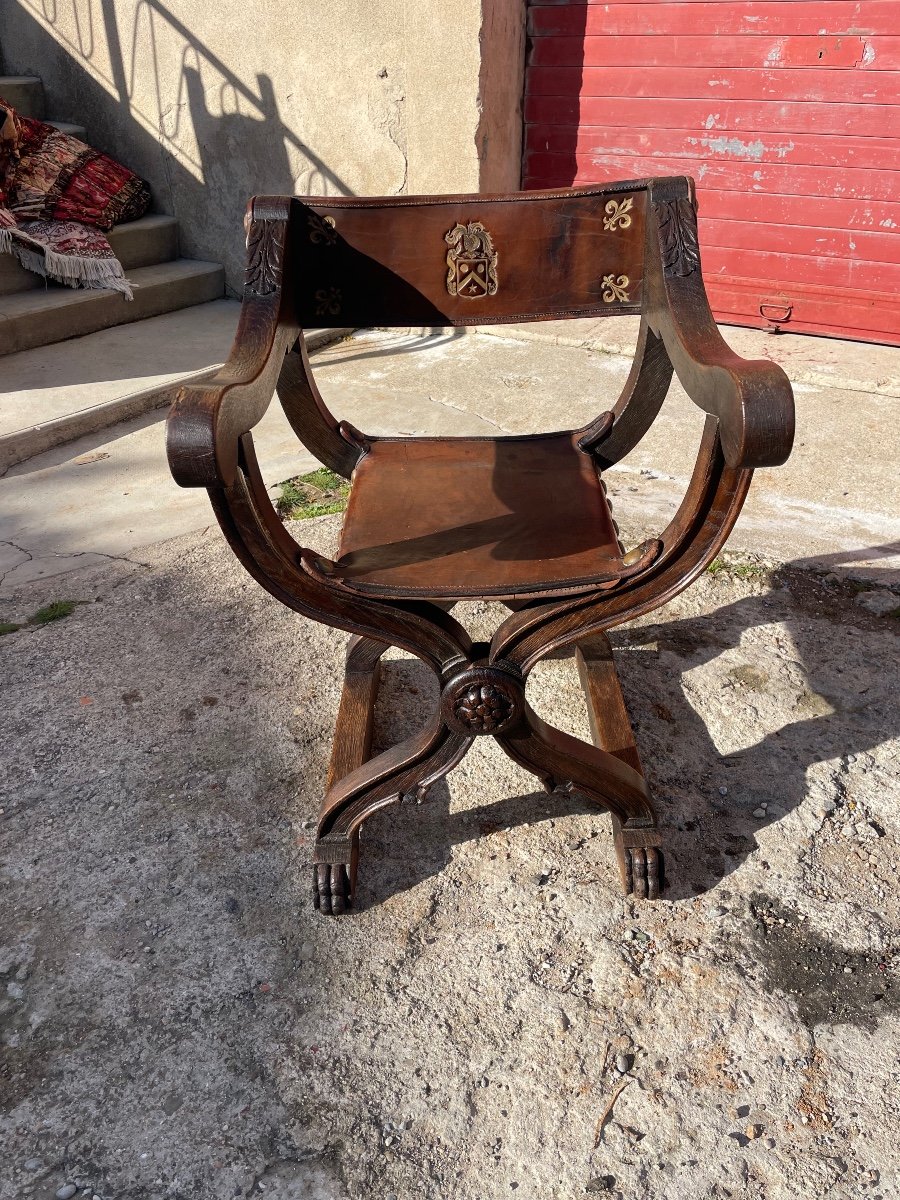 Dagobert Armchair, Louis XIII, In Oak, 18th Century.-photo-2